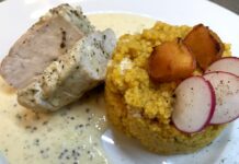 Dýňový kuskus s kuřecím prsem a hořčičnou omáčkou. Dobrou chuť! dynovy_kuskus